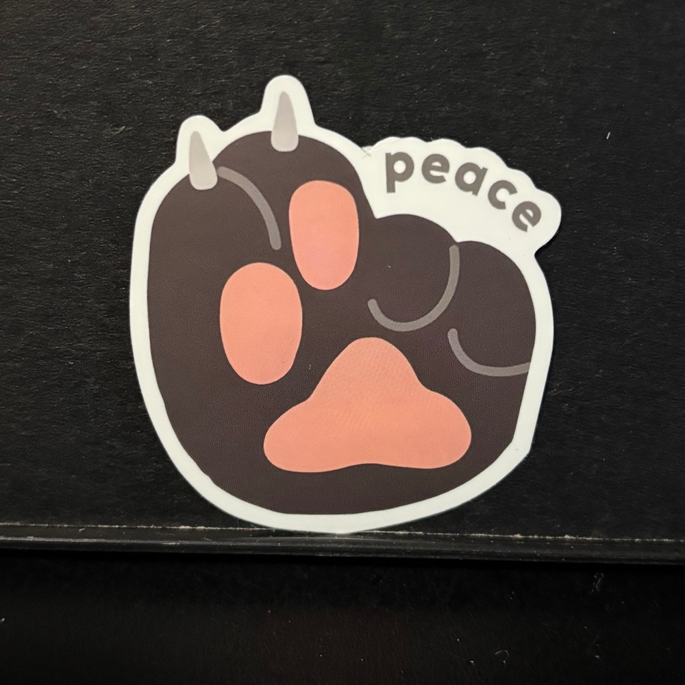 BLACK CAT PAW " PEACE" STICKER